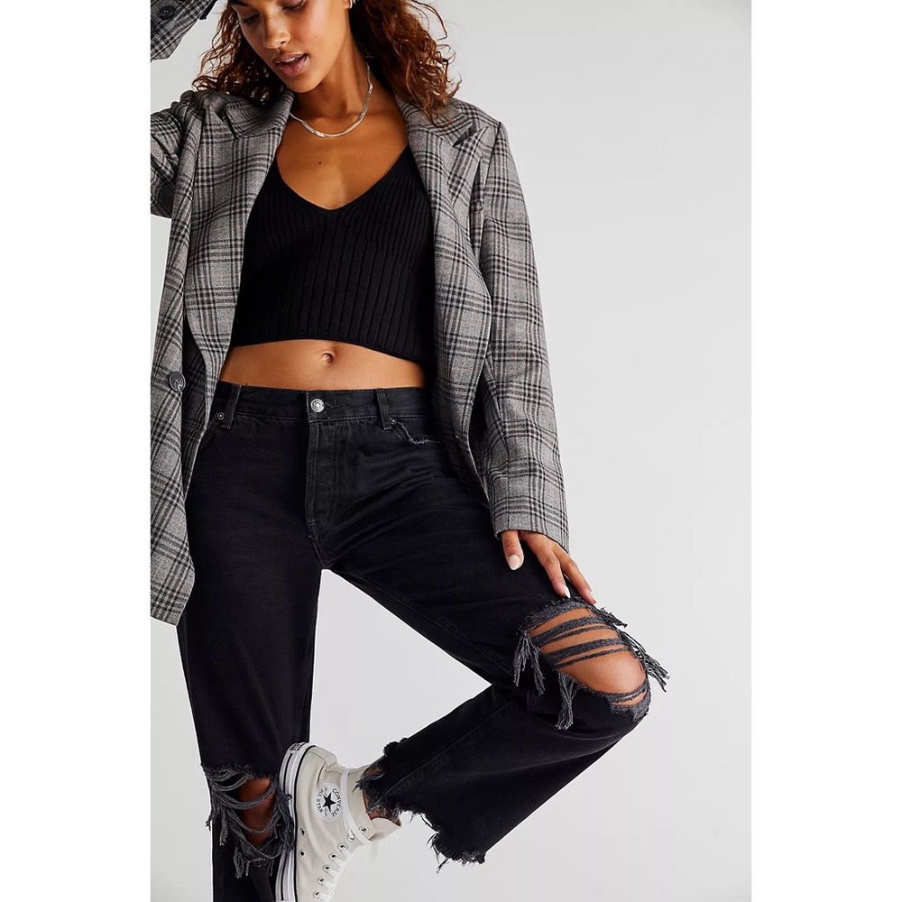 NWT! Free People Maggie Mid Rise Straight - Black - Size 28